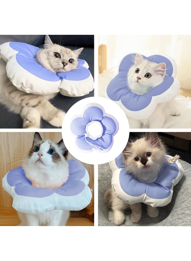 القط زهرة الياقات الناعمة ، قابل للتعديل بعد الجراحة القط زهرة الياقات ، لطيف للماء استعادة الياقات ، للحيوانات الأليفة لوقف لعق ( الزهور الزرقاء الصغيرة ) - Image 5